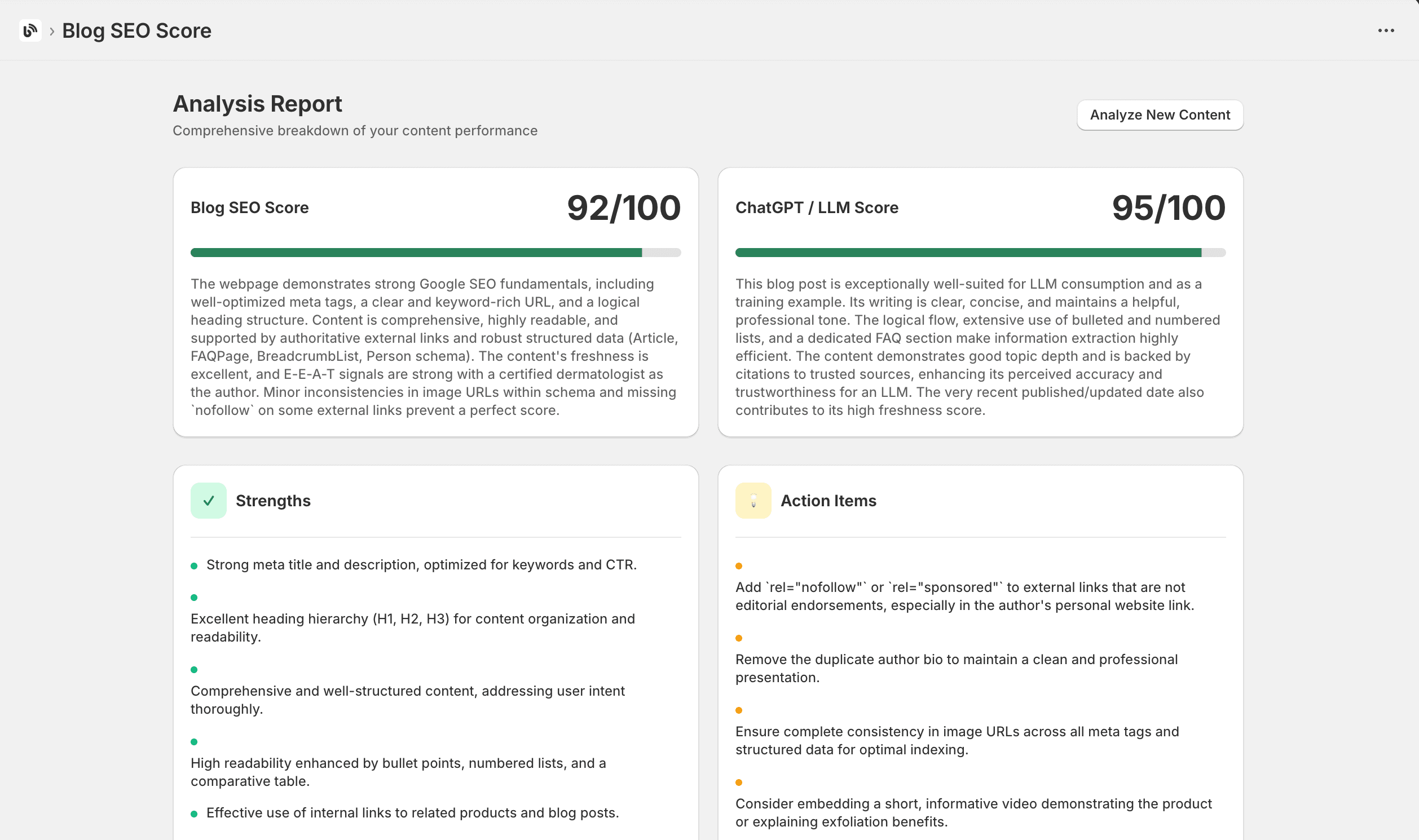 Blog SEO Score Analysis Results